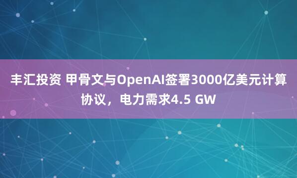 丰汇投资 甲骨文与OpenAI签署3000亿美元计算协议，电力需求4.5 GW